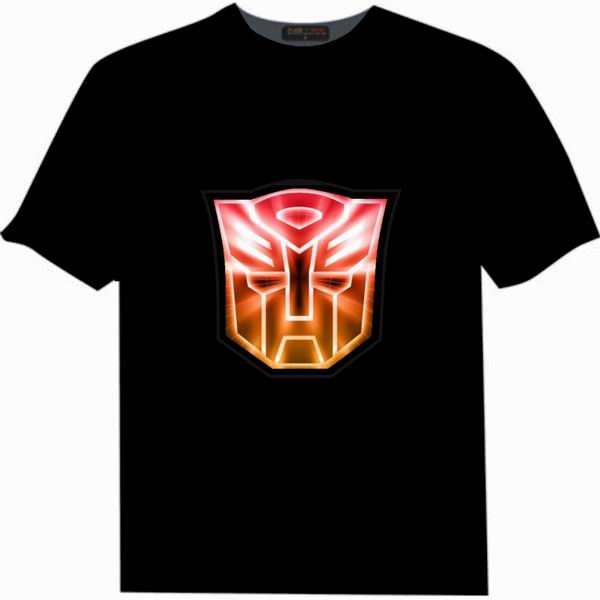 100% cotton sound activated el flashing t-shirt