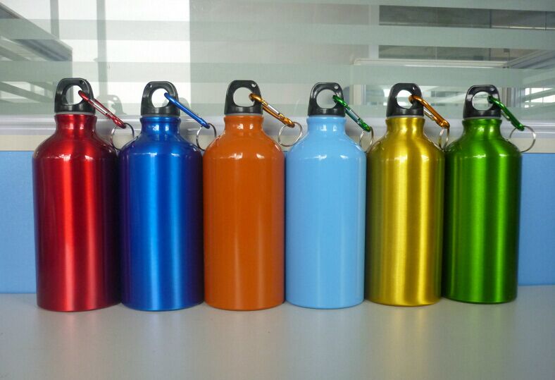 stock aluminum sports water bottle, stainless steel and aluminum water bottle with LOGO print with screw cap