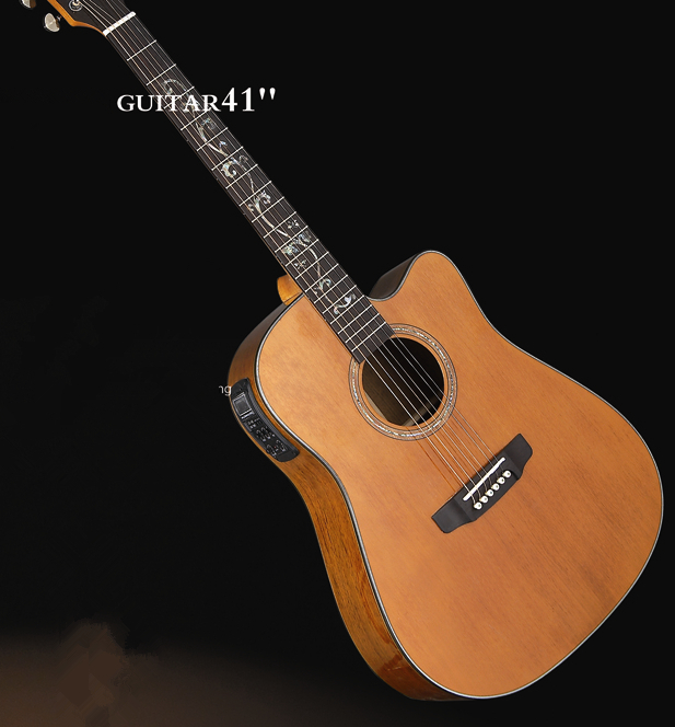 41inch OEM TOP solidwood vintage cutaway electric acoustic guitar/western guitar steel string sale-TP-AG57