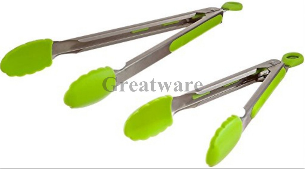 2 Piece Tong Set - 9" Salad Tongs and 12" BBQ Tongs