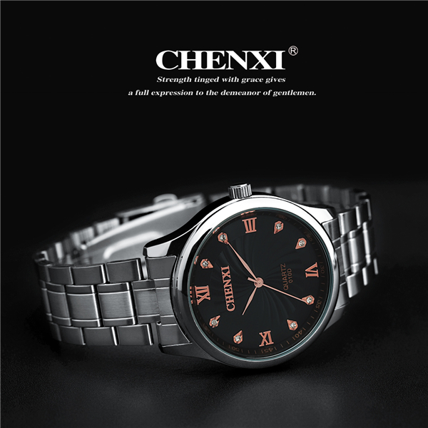 Rose Gold 010D07J Wrist Watches Men Stainless Steel Watch for Couple Black White Gift Watch for Lover