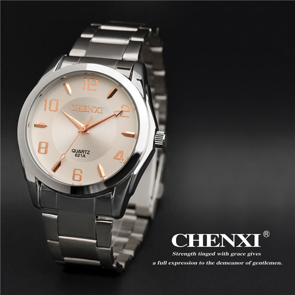 Rose Gold 021A Wedding Gift Watch Men's Wrist Watches Round Stainless Steel Band Watch Pink Black Watches Man