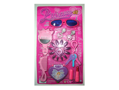 Hot sell beauty toy set with comb,nailplate,mirror,earring