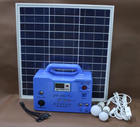 30W portable solar power system with radio, DC12V and USB output for solar home lighting, radio and MP3