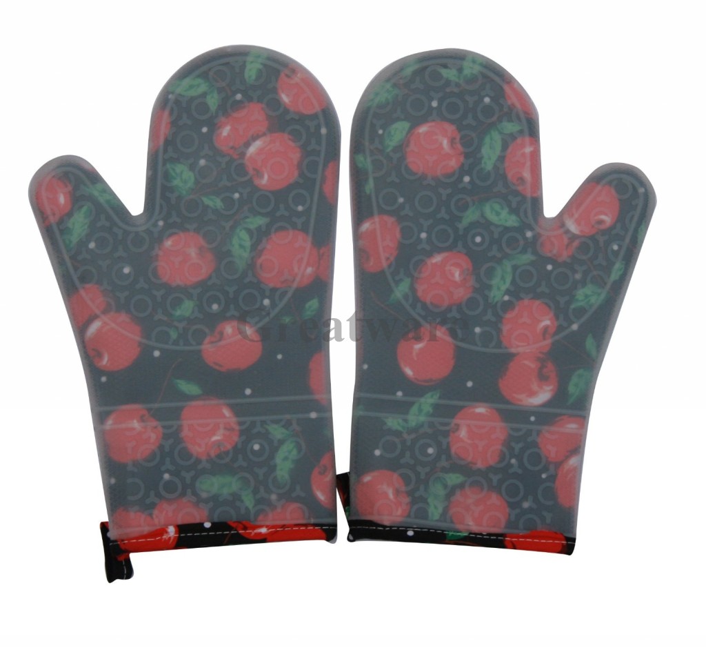 Silicone Quilted Cotton High Temperature Microwave Oven Mitts Mittens Glove