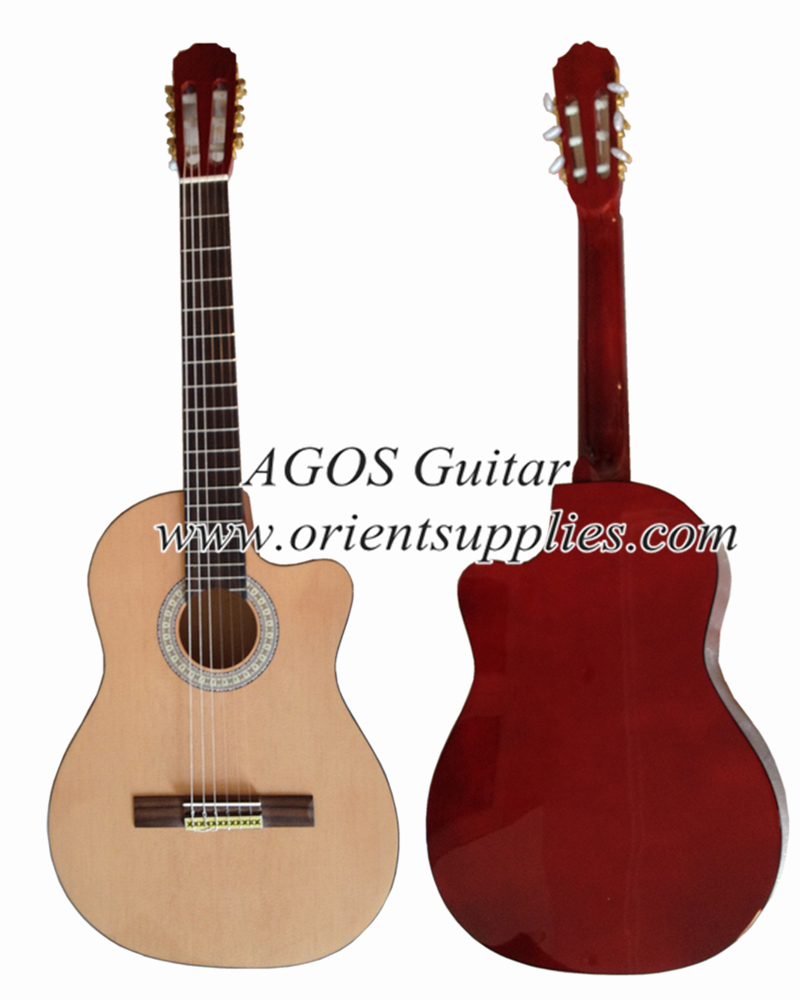 39inch Cutaway Spruce plywood Classical guitar black ABS CG3920C