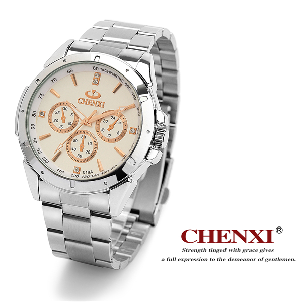CHENXI Branding Watches Rose Gold 019A Stainless Steel Watch Quartz Movement Watches Man Business Watch