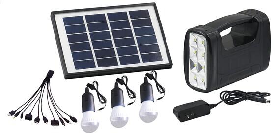 solar home lighting system with 3 LED bulbs for remote area, mobile charger , solar system with torch