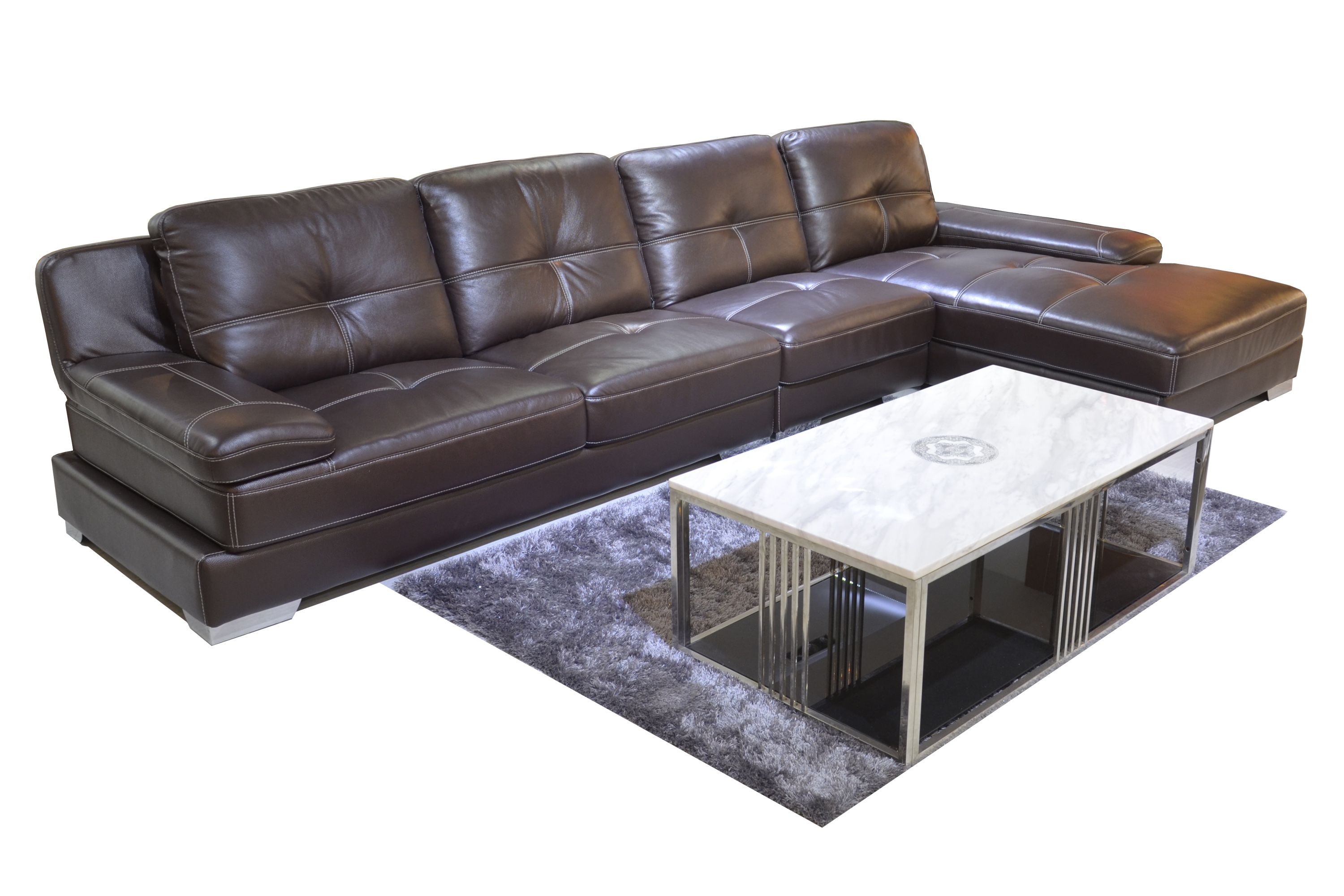 Sectional genuine leather sofa furninture 1+3+chaise h992