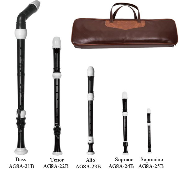 TOP GRADE 8 HOLE Baroque Plastic 5 Recorder Set -AG8A-20B