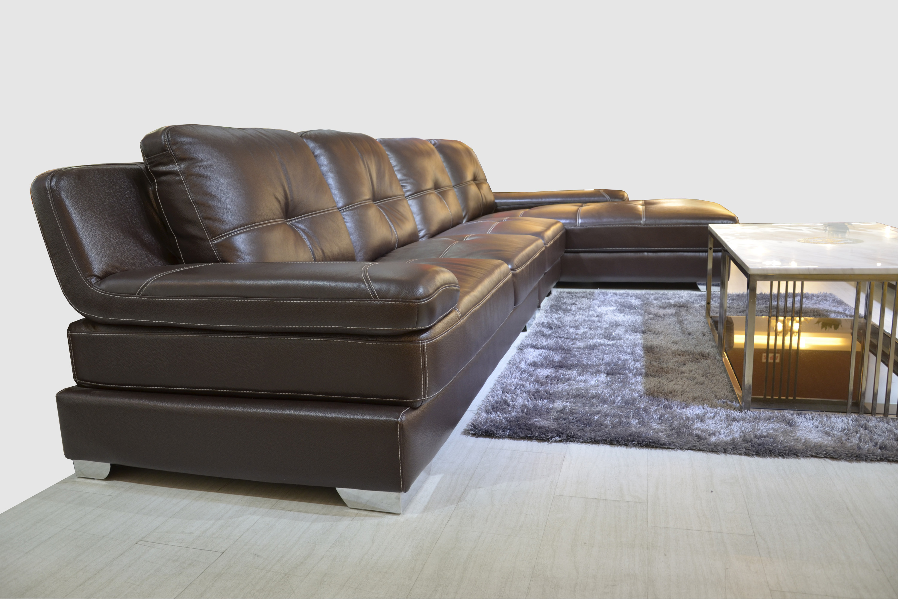 Sectional genuine leather sofa furninture 1+3+chaise h992