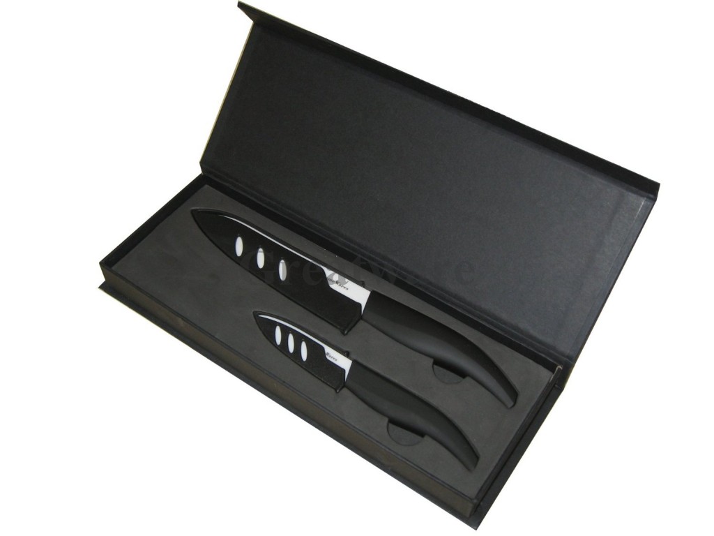 Ceramic Knife Set - 2pcs Kitchen Knives & 2pcs Blade Sheaths in Gift Box