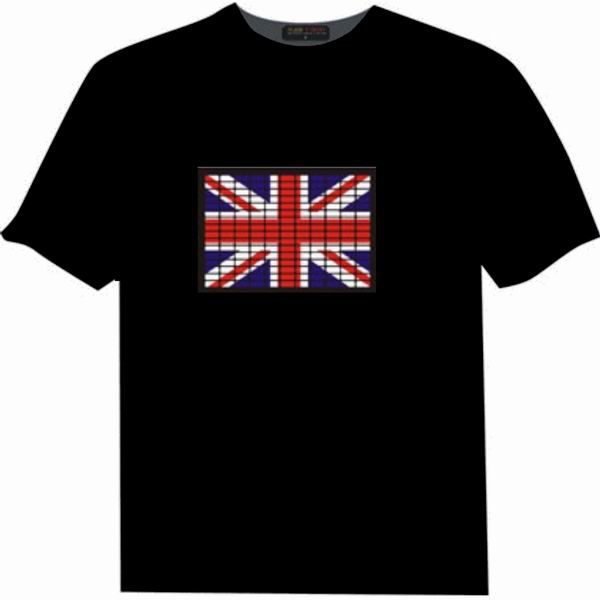 100% cotton sound activated el flashing t-shirt