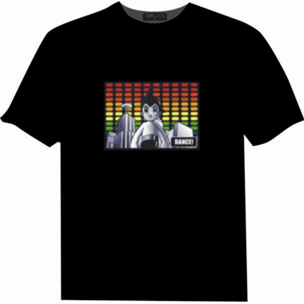 100% cotton sound activated el flashing t-shirt