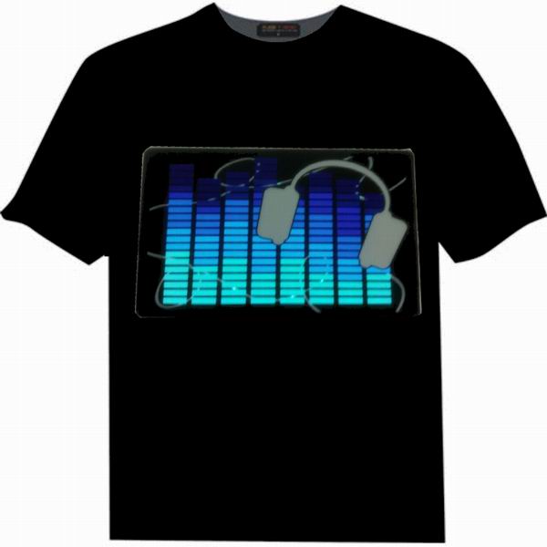 100% cotton sound activated el flashing t-shirt