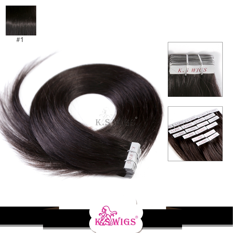Wholesale Perfect Quality 100% Black Ombre color Indian thick Tape on Human hair extensions
