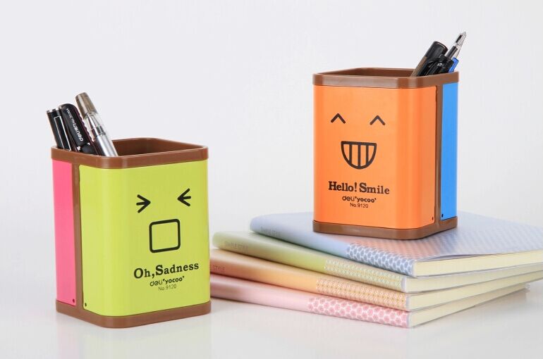 Desk Desktop Pen Holder Business Cards case plastic pen holder