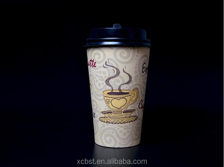Single PE 480ml-600ml export coffee one time use disposable paper cups with lids