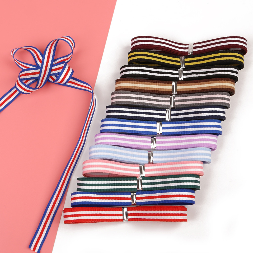 Superior Quality Polyester Wired Craft Ribbon , Red White Blue Custom Jacquard Ribbon For Clothing