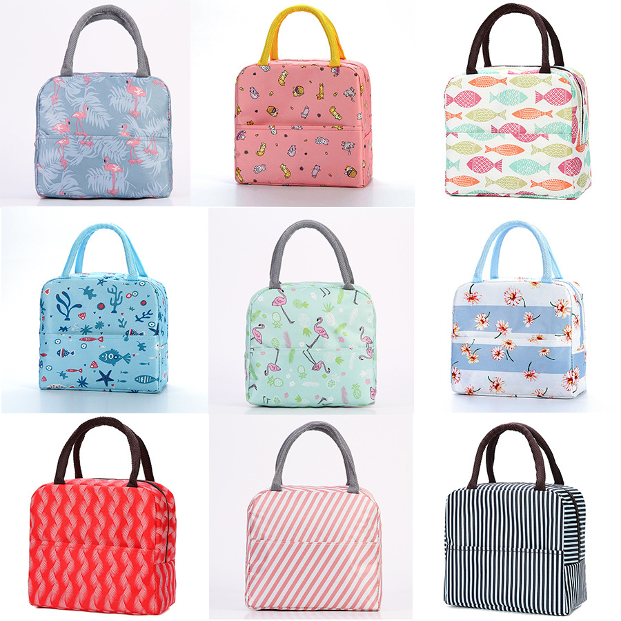Japanese Bento Bag Aluminum Foil Lunch Bag Simple Thermal Insulation Lunch Box Bag Oxford Cloth Large-capacity Handbag