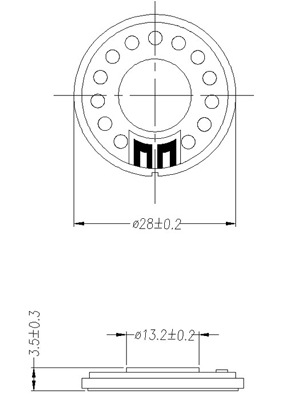 28mm loudspeaker 32ohm 0.25W mylar speaker DXI28N－B audio speaker