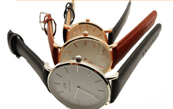 Free shipping 2015 woman round case leather strap band japan quartz movt sports watch lady stainless steel watch