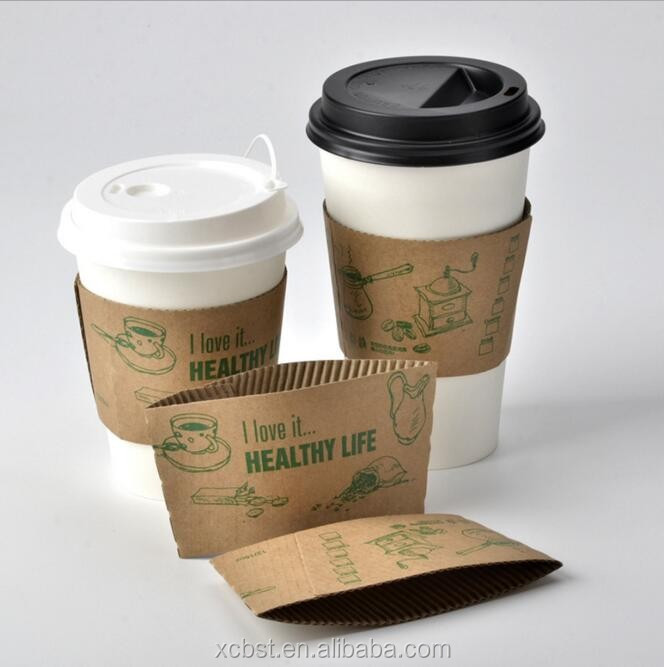 8oz custom logo printed single Wall Paper coffee cup sleeve & lids