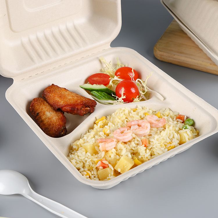 LFGB tested Food Packaging Box Sugarcane Bagasse Fiber 5-9inch BOX resude plastic container