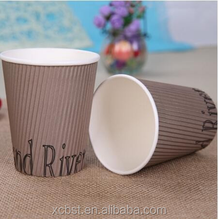 2014 9oz (260ml) kraft triple wall insulated ripple wrap hot cup