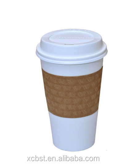 Customize printing paper Corrugated hot beverage coffee cup with lid sleeve