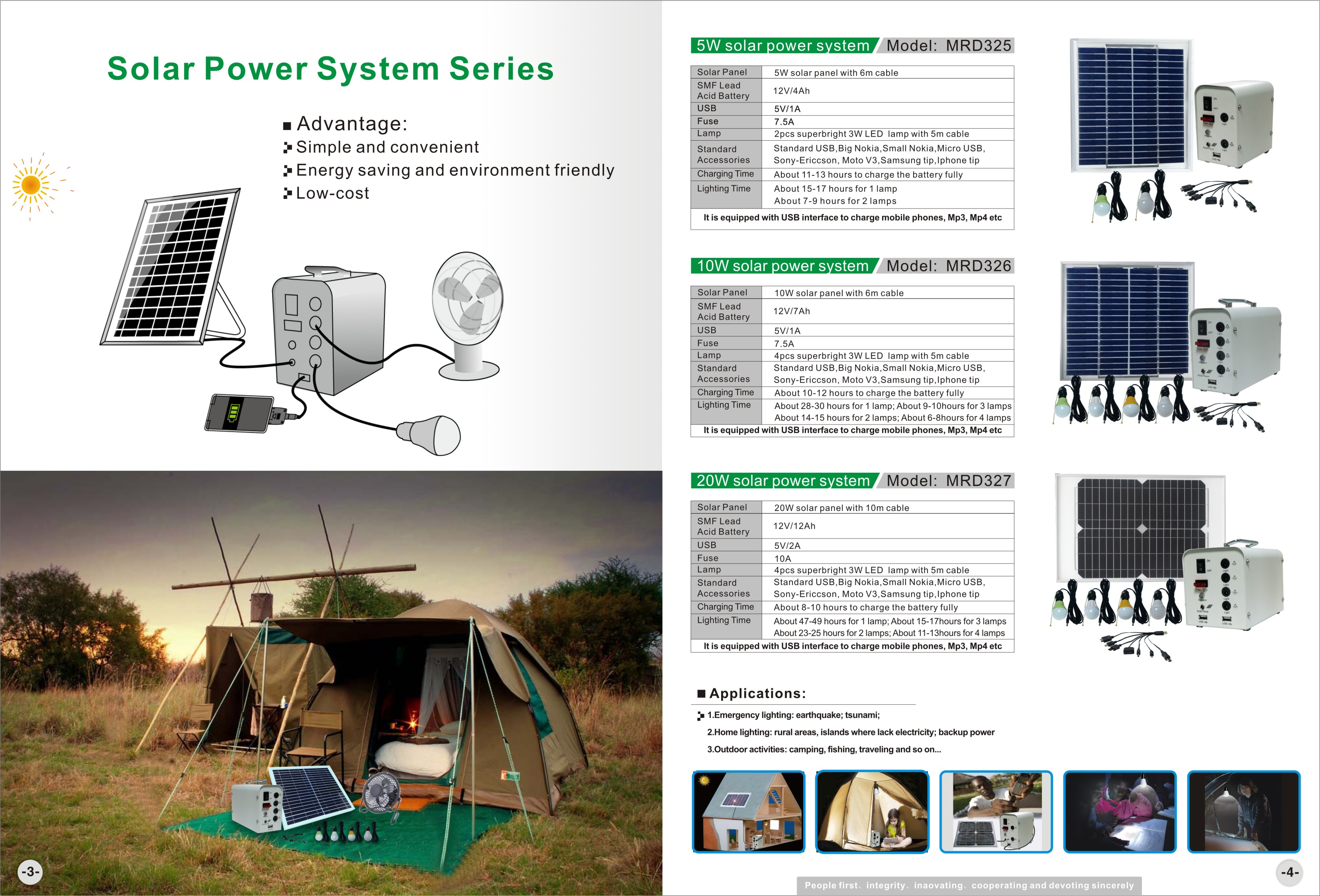 Portable Solar home system 30W with LED lighting & USB charging, CE/ROHS