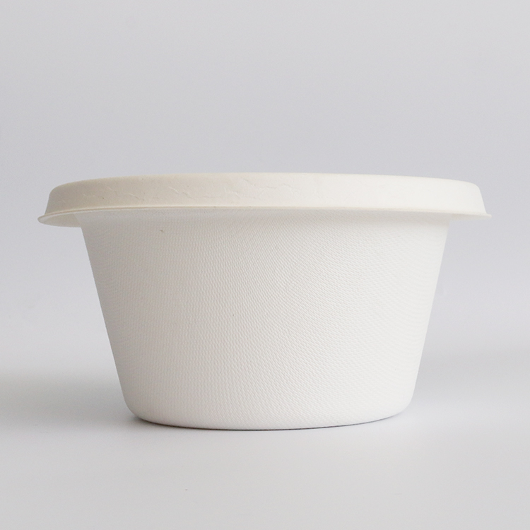 New Large Size Eco-friendly Biodegradable Sugarcane Fiber Bagasse Heavy Duty Food Packaging Soup Noodle Pasta Bowl with Lid HBMG