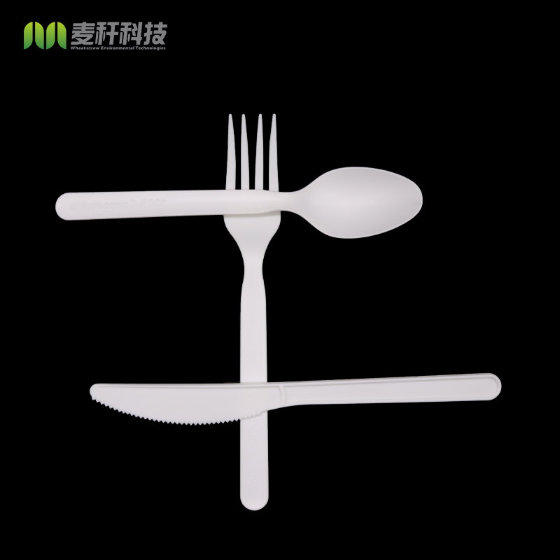 Eco-friendly 100% compostable CPLA flatware fork knife and Spoon