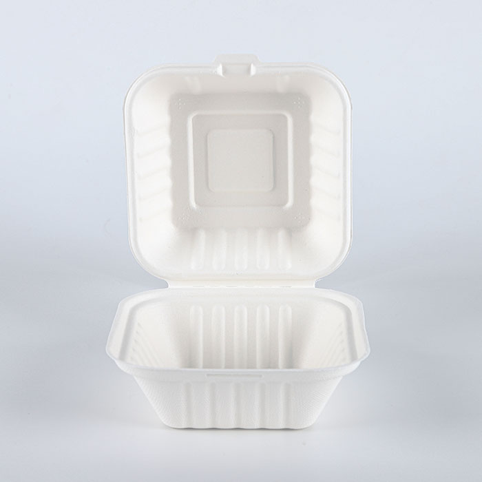 Eco Friendly 6 Inch X 6inch Biodegradable Disposable Bowl Sugarcane Hamburg Box