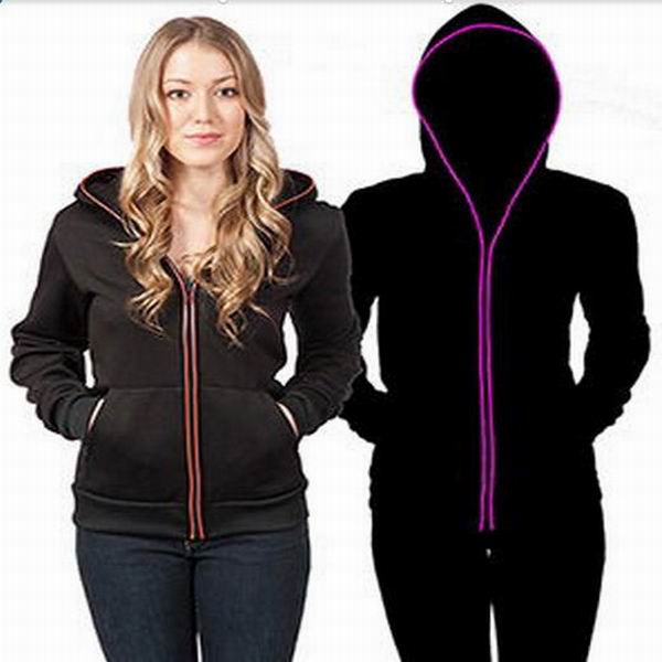 2015 cool high bright el hoodies/ led hoodies/ el wire hoodies