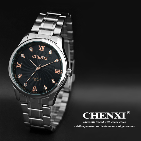 Rose Gold 010D07J Wrist Watches Men Stainless Steel Watch for Couple Black White Gift Watch for Lover