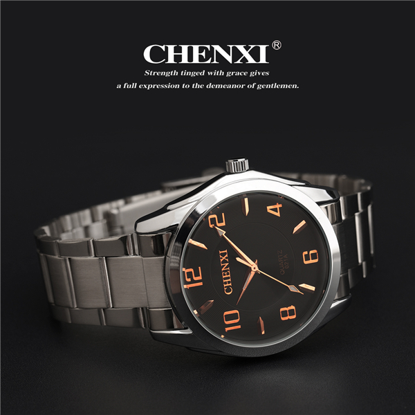 Rose Gold 021A Wedding Gift Watch Men's Wrist Watches Round Stainless Steel Band Watch Pink Black Watches Man
