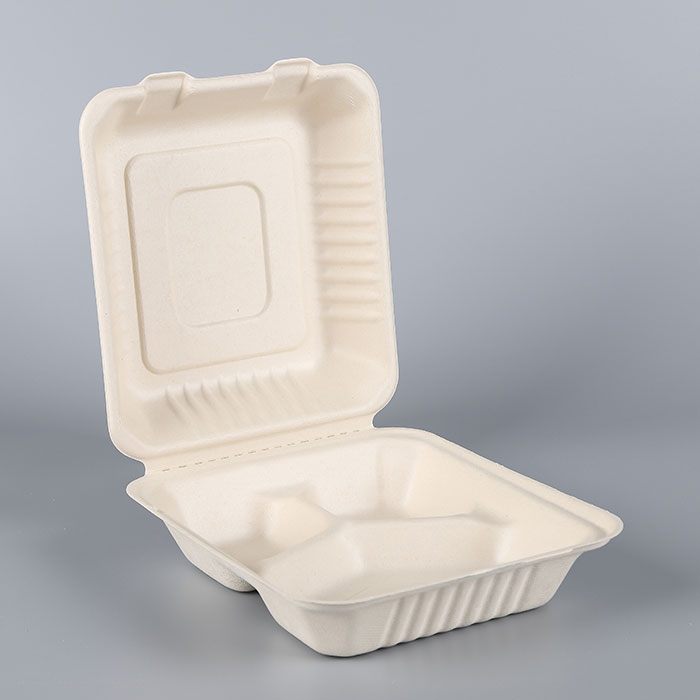 Heavy duty Biodegradable take away large size food container bagasse packaging