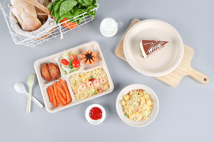 Round Disposable Plates Natural Sugarcane Bagasse Compostable Eco Friendly Environmental paper plate