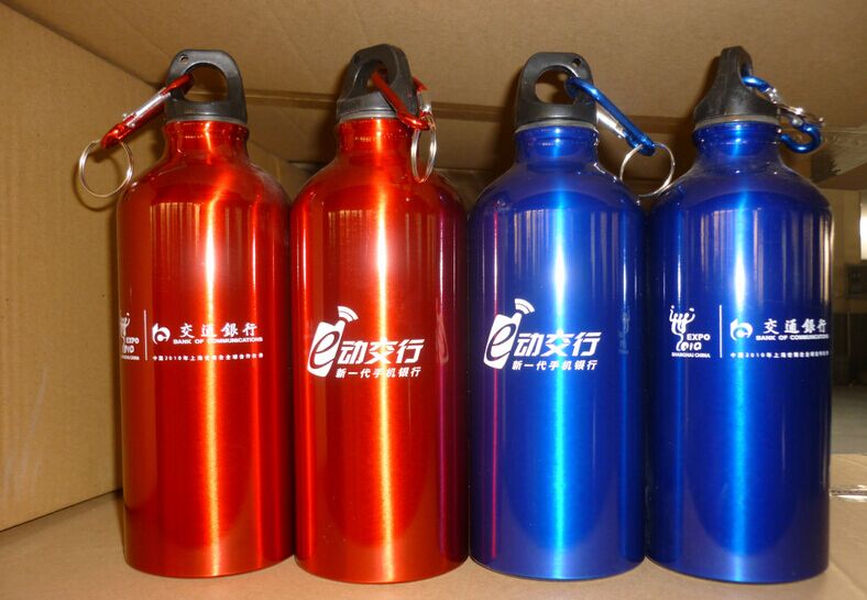 stock aluminum sports water bottle, stainless steel and aluminum water bottle with LOGO print with screw cap