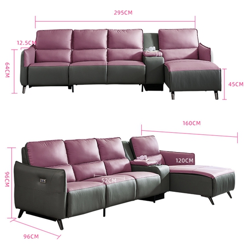 First Layer Cowhide Sofa Living Room Leather Art Intelligent Italian Furniture Corner Sofa Combination