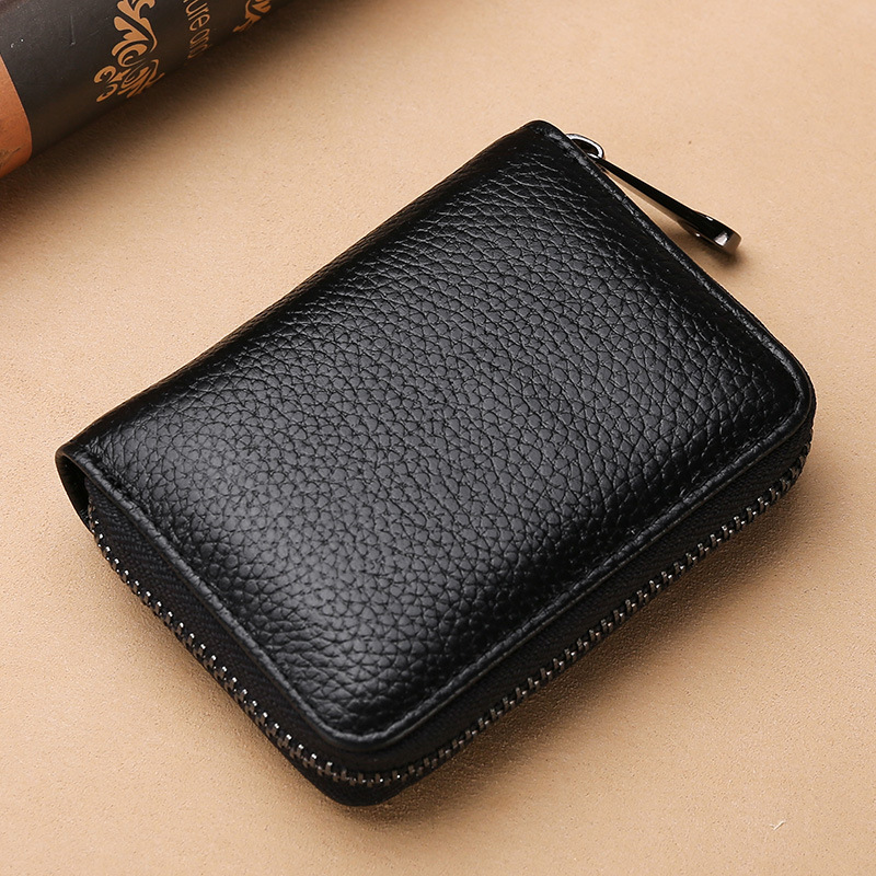 RFID Wallet Top Layer Leather Organ Multi-Card Card Holder Men'S Card Sleeve Ladies Zipper ID Card Holder