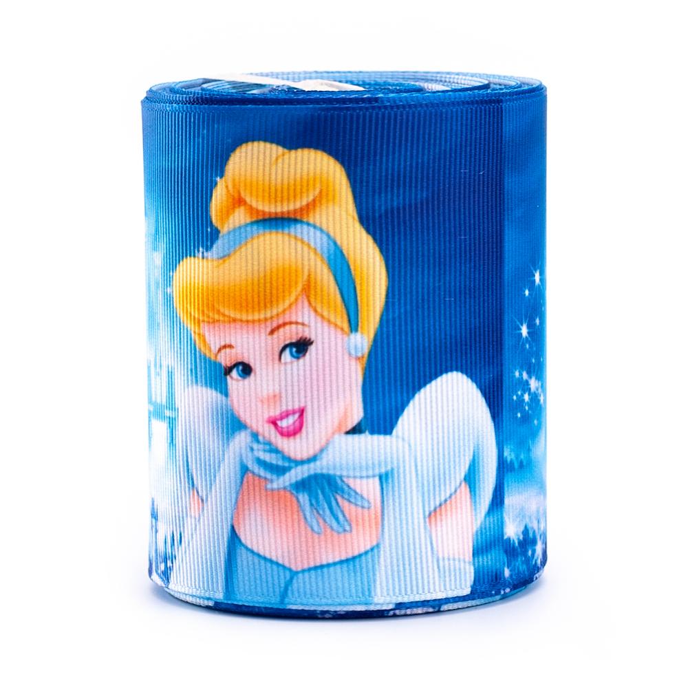 wholesale 75mm Cartoon princess pattern for baby kids decoration heat transfer grosgrain printed ribbon