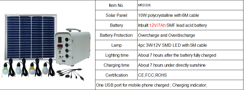10W portable solar power lighting kits, mini solar DC system with CE