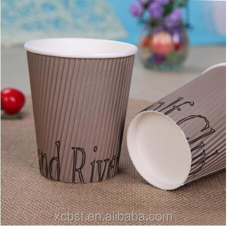 2014 9oz (260ml) kraft triple wall insulated ripple wrap hot cup