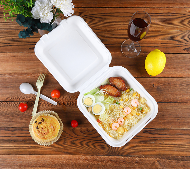 8" heavy duty compostable microwave and refrigerator safe takeaway biodegradable food packaging