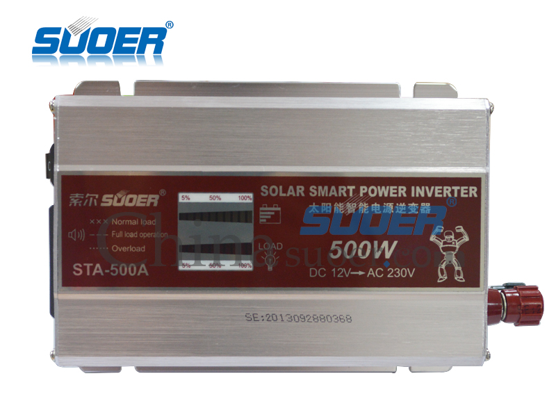 Suoer solar power inverter 500w high efficient power inverter 12v to 220v portable power inverter