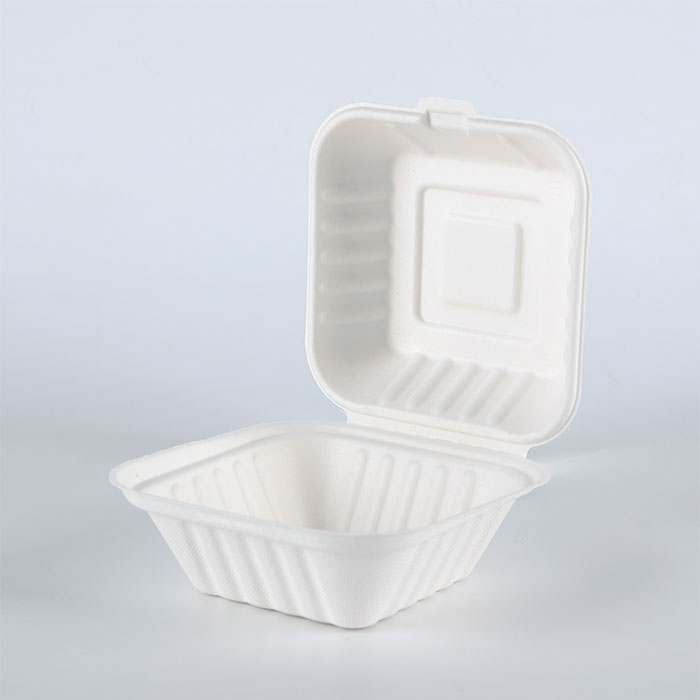 Eco Friendly 6 Inch X 6inch Biodegradable Disposable Bowl Sugarcane Hamburg Box