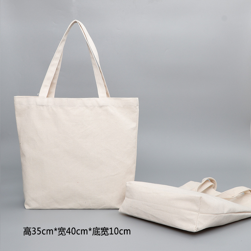 Eco Cotton Tote Canvas Bag Blank Zipper Oxford White Shopping Bag Drawstring Drawstring Pocket