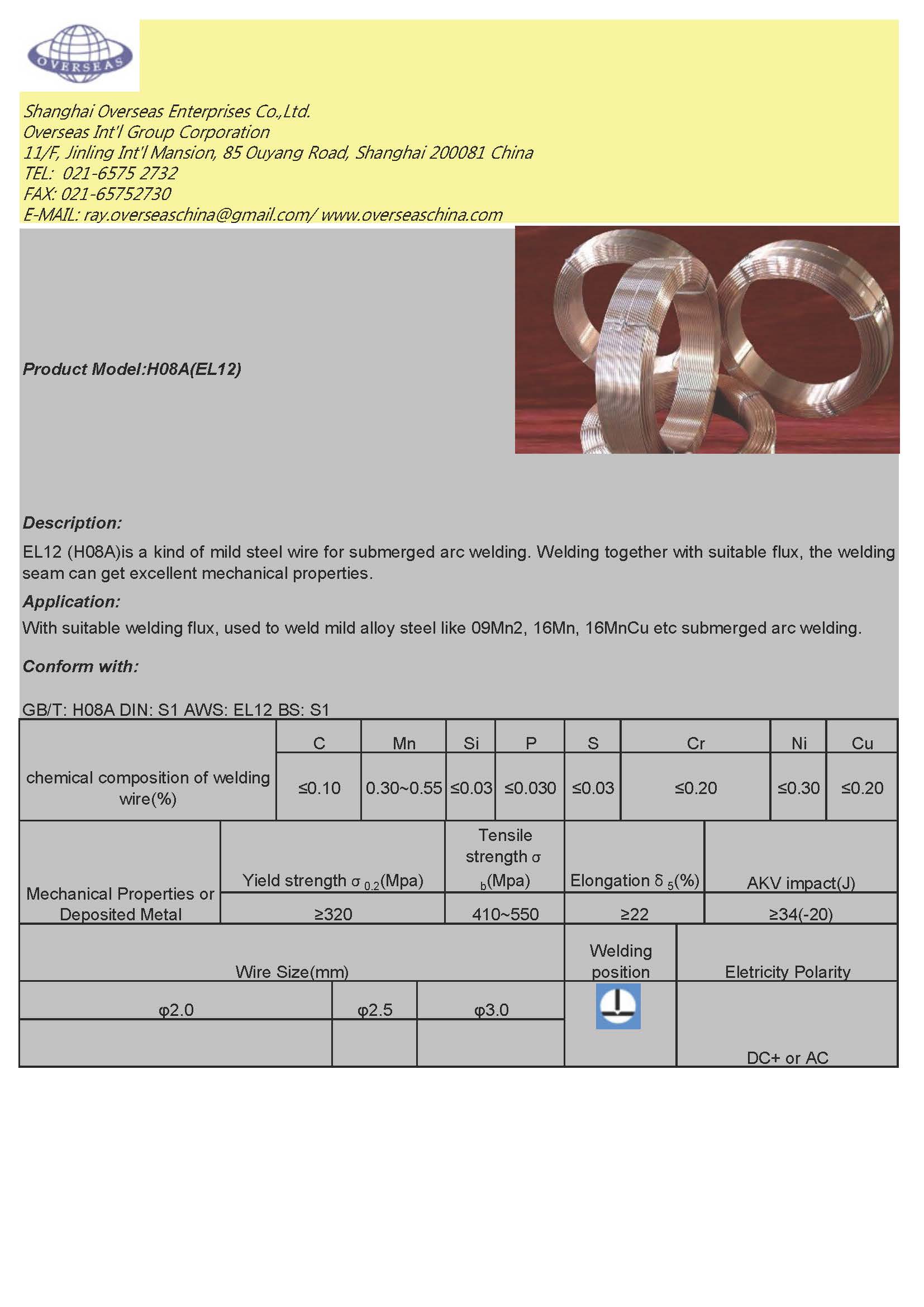 Submerged Arc Welding Wire(H08A)